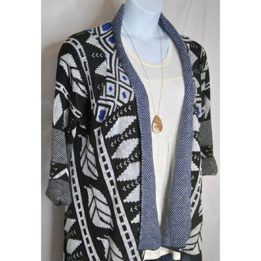 RELATIVITY Aztec Knit Open Cardigan